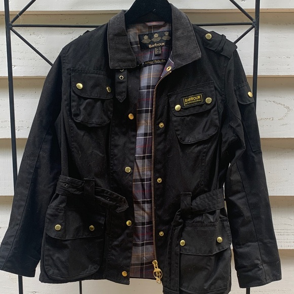Barbour Jackets & Blazers - Barbour Black Utility Jacket with Tartan Lining and Corduroy Collar